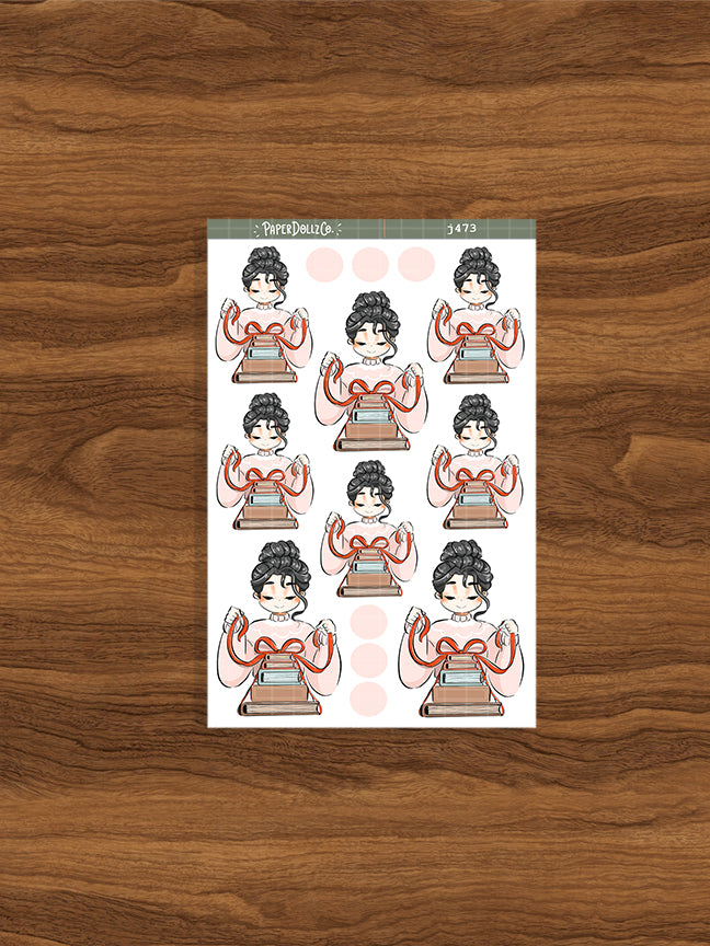 Bookworm | Unbox the Joy | Just Dolls Stickers | J473