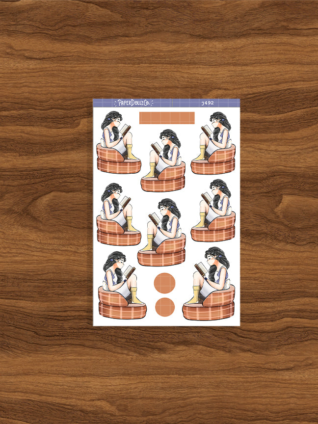 Bookworm | Night Owl Club | Just Dolls Stickers | J492