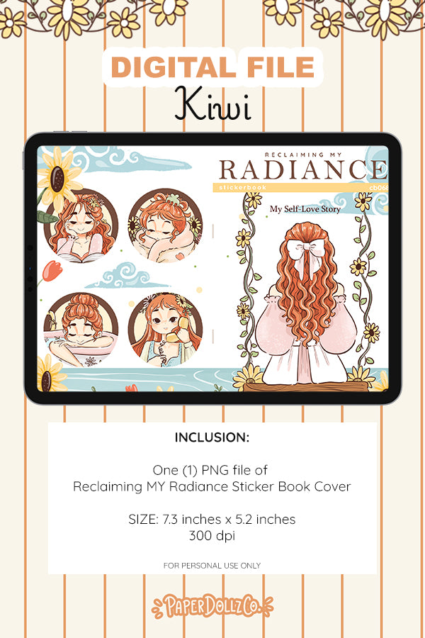 Reclaiming My Radiance Sticker Book Digital File | Kiwi | PaperDollzCo