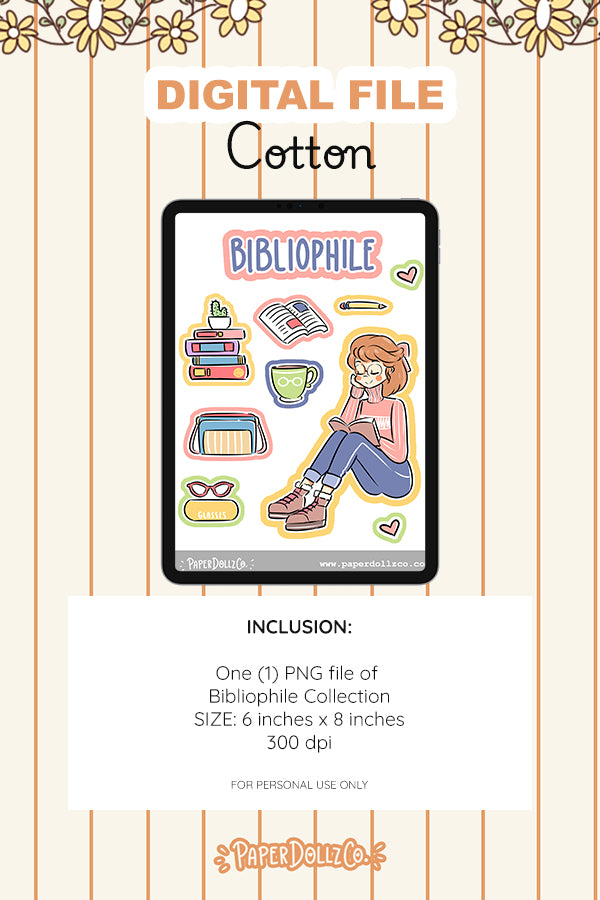 Bibliophile Digital File | Kiwi | PaperDollzCo