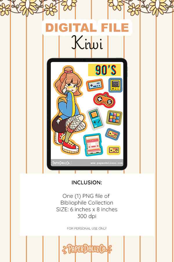 90s Digital File | Kiwi | PaperDollzCo