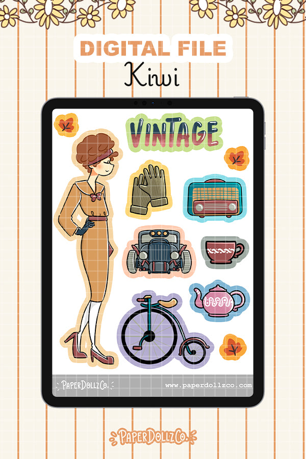 Vintage Digital File | Kiwi | PaperDollzCo