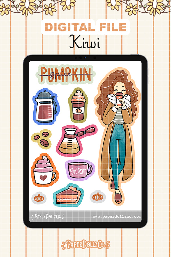Pumpkin Spice Digital File | Kiwi | PaperDollzCo