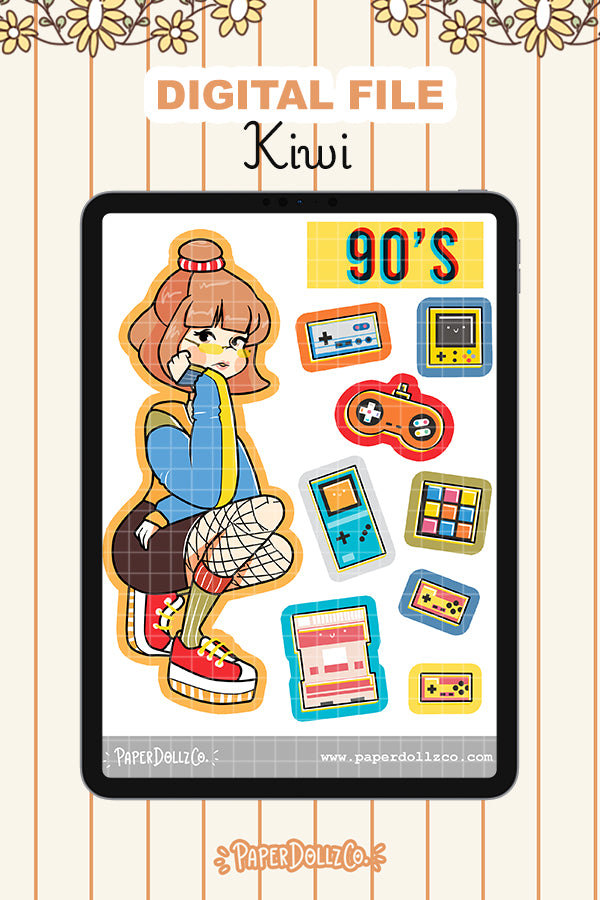 90s Digital File | Kiwi | PaperDollzCo