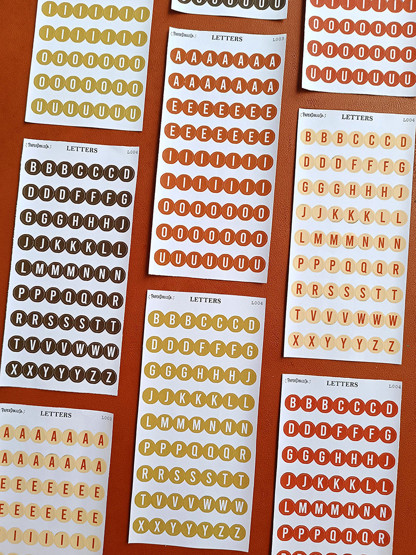 Letter Journal Sticker | Consonants | Coffee Colors | PaperDollzCo | L004