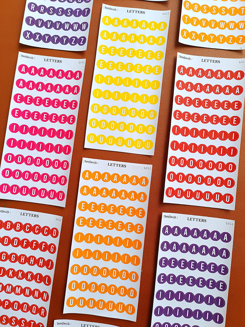 Letter Journal Sticker | Vowels | Flower Colors | L011