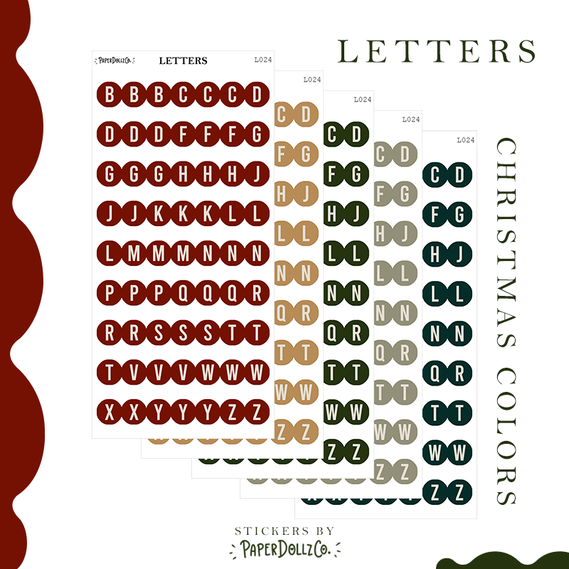 Letter Journal Sticker | Consonant | Christmas Colors | L024