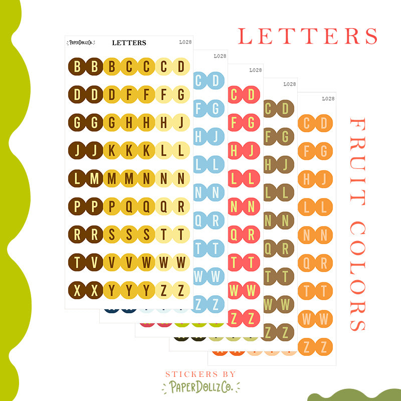 Letter Journal Sticker | Consonants | Fruit Colors | L028