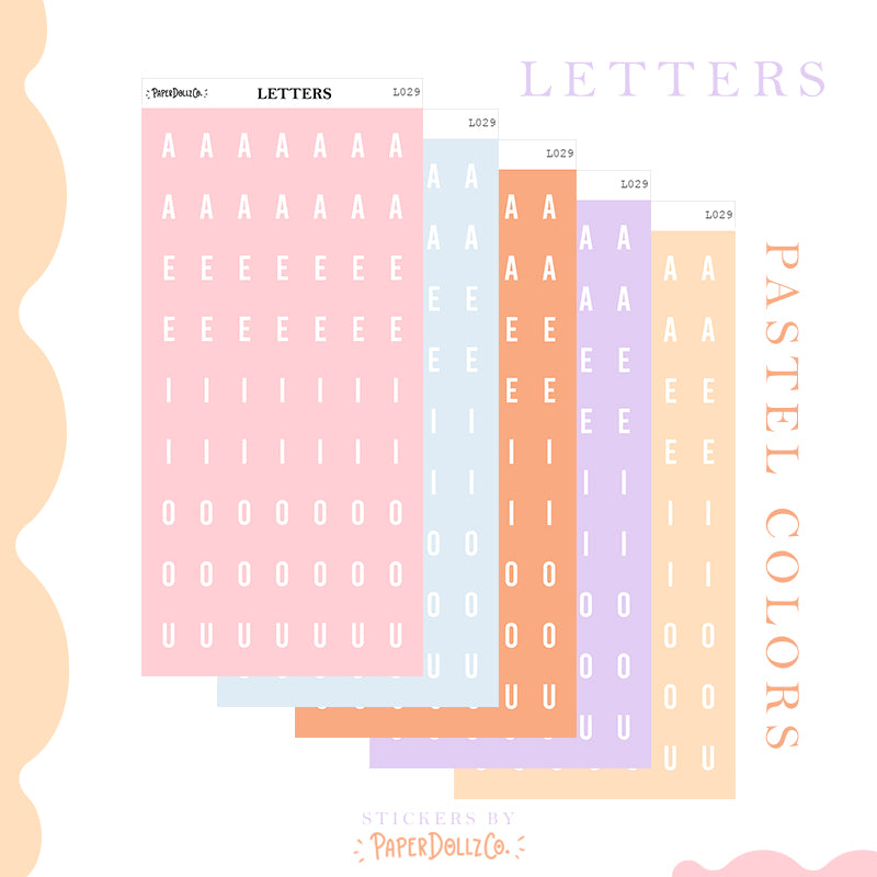 Letter Journal Sticker | Pastel Colors | L029 L030 L031 L032 NUM013 NUM14