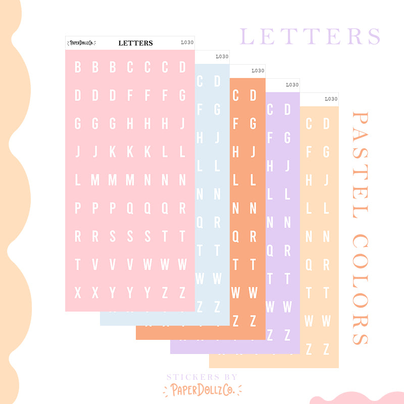 Letter Journal Sticker | Pastel Colors | L029 L030 L031 L032 NUM013 NUM14