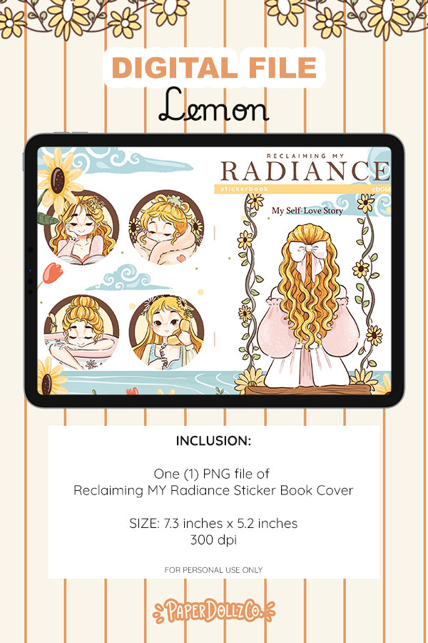 Reclaiming My Radiance Sticker Book Digital File | Lemon | PaperDollzCo