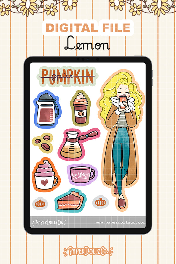 Pumpkin Spice Digital File | Lemon | PaperDollzCo