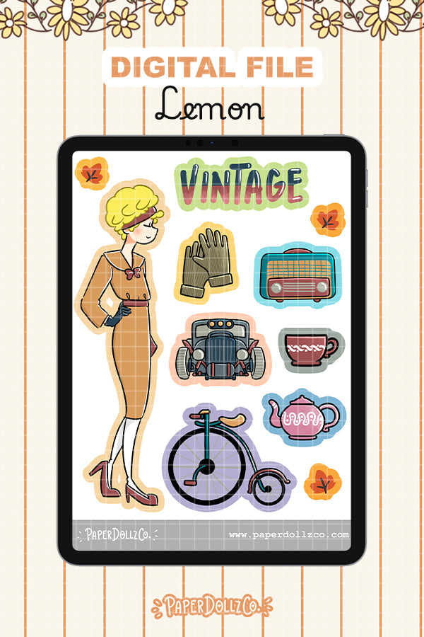 Vintage Digital File | Lemon | PaperDollzCo