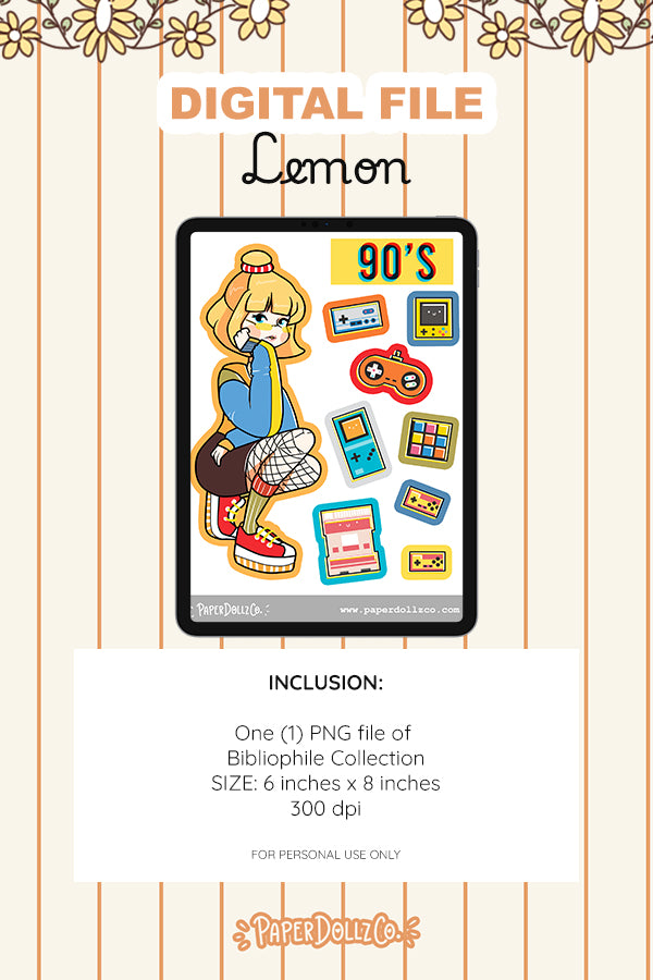 90s Digital File | Lemon | PaperDollzCo