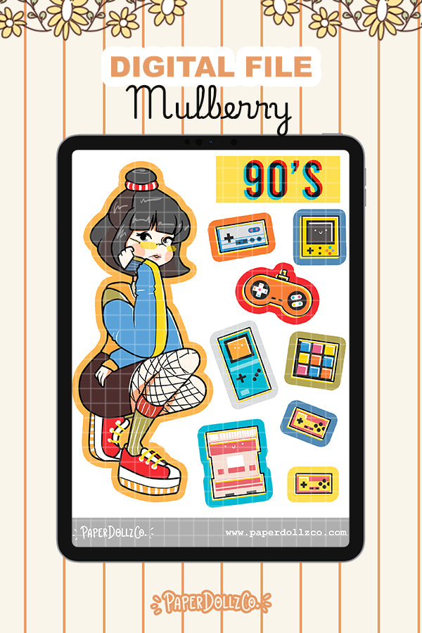 90s Digital File | Mulberry | PaperDollzCo