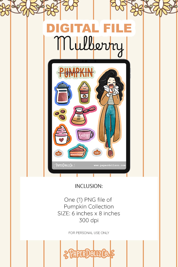 Pumpkin Spice Digital File | Mulberry | PaperDollzCo