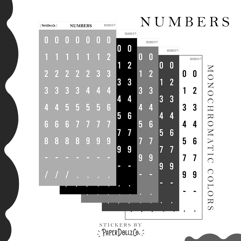Number Sticker | PaperDollzCo Planner | num007