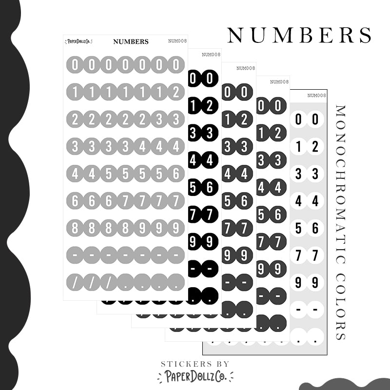 Number Sticker | PaperDollzCo Planner | num008