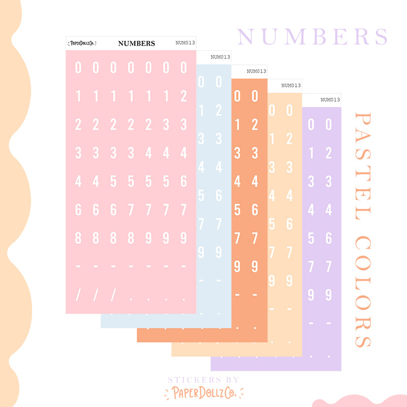 Letter Journal Sticker | Pastel Colors | L029 L030 L031 L032 NUM013 NUM14