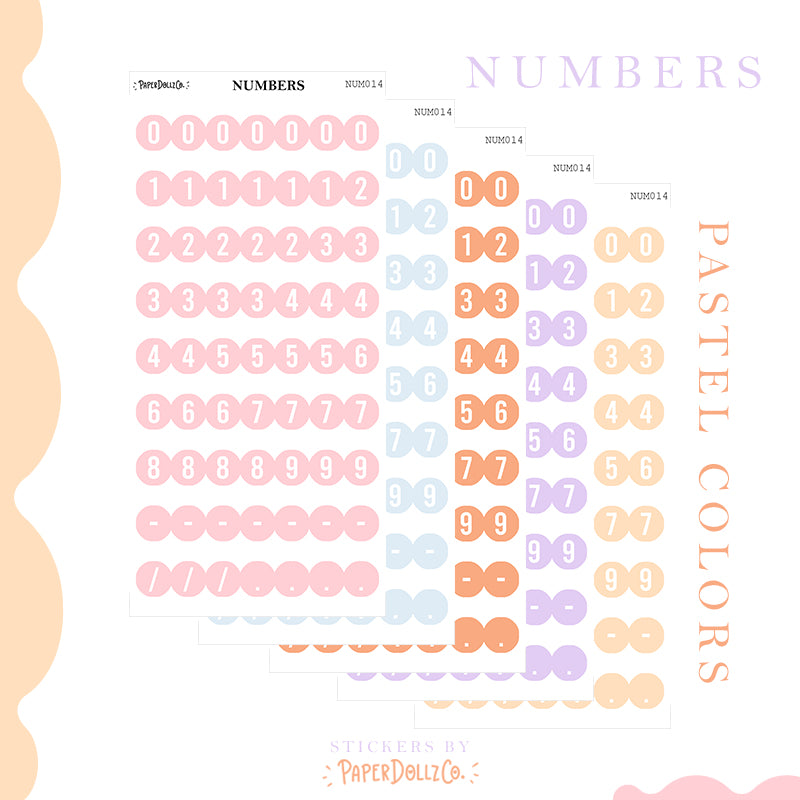 Letter Journal Sticker | Pastel Colors | L029 L030 L031 L032 NUM013 NUM14