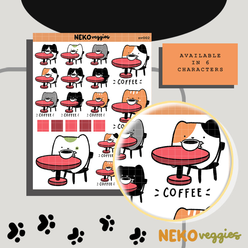 Coffee | Activity | Neko Veggies Sticker | nv002