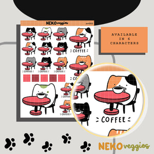 Coffee Activity Neko Sticker | nv002