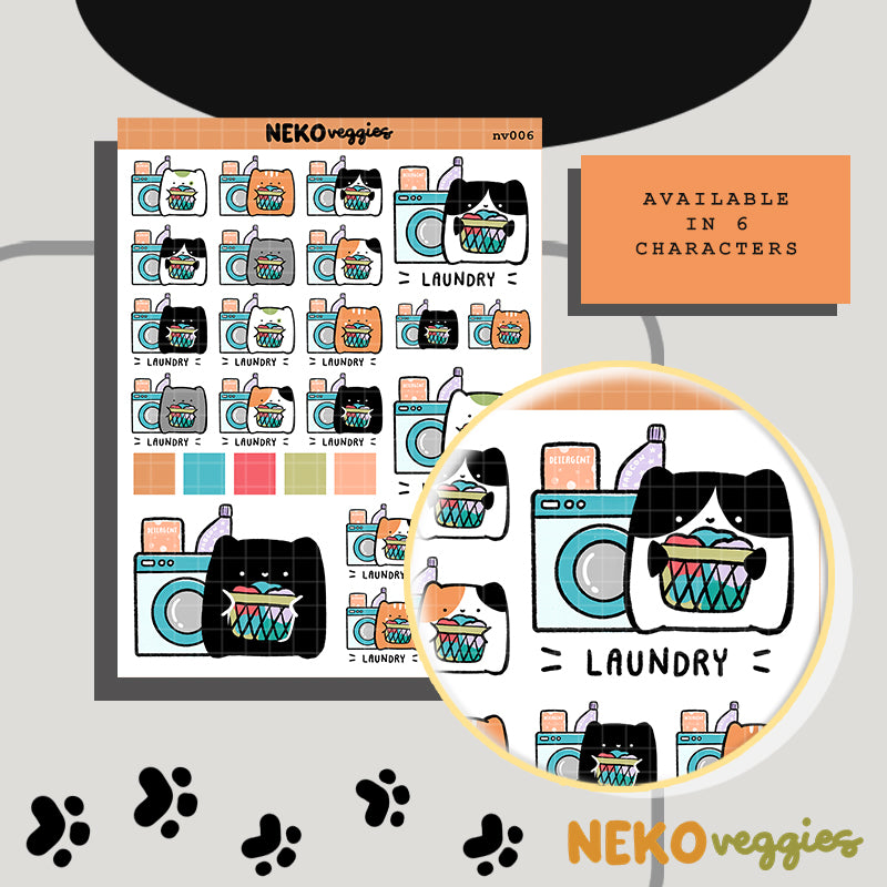 Laundry | Activity | Neko Veggies Sticker | nv006