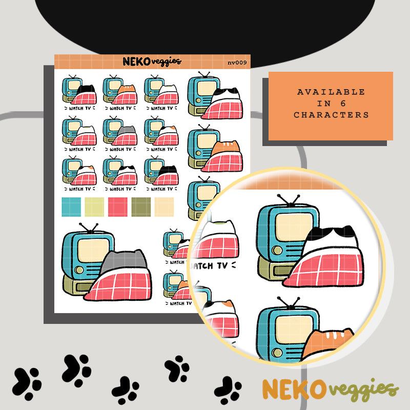 Watch Tv | Activity | Neko Veggies Sticker | nv009