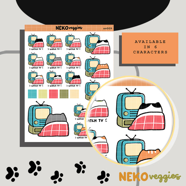 Watch Tv Activity Neko Sticker | nv009