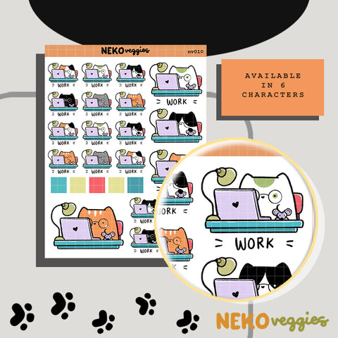 Work Activity Neko Sticker | nv010