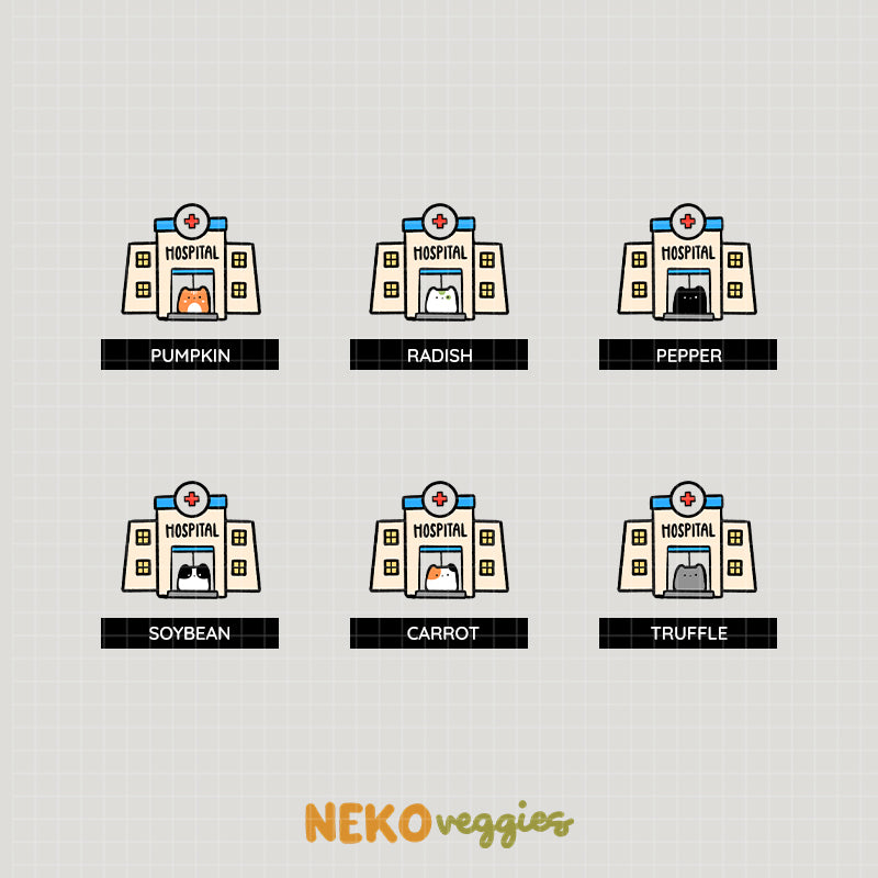 Hospital Stickers | Activity | Neko Veggies Sticker | nv019