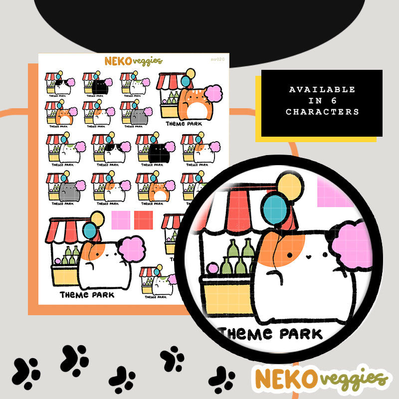 Theme Park Stickers | Activity | Neko Veggies Sticker | nv020