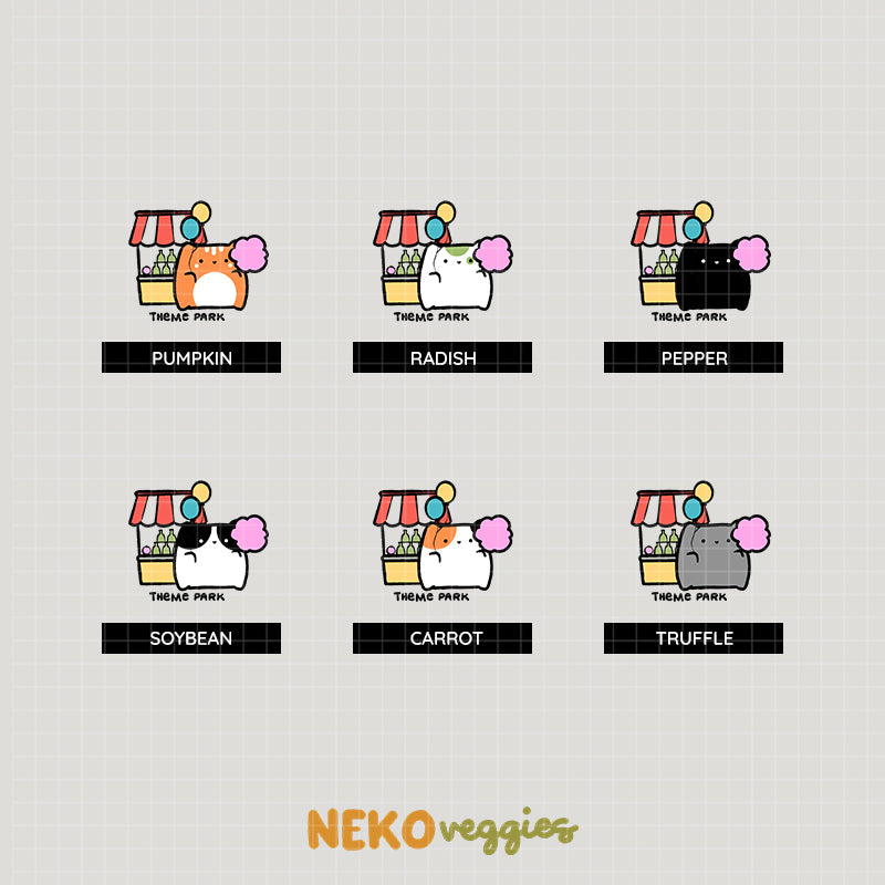 Theme Park Stickers | Activity | Neko Veggies Sticker | nv020
