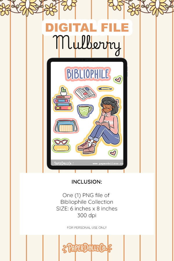 Bibliophile Digital File | Olive | PaperDollzCo