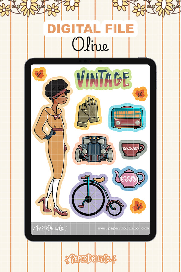 Vintage Digital File | Olive | PaperDollzCo