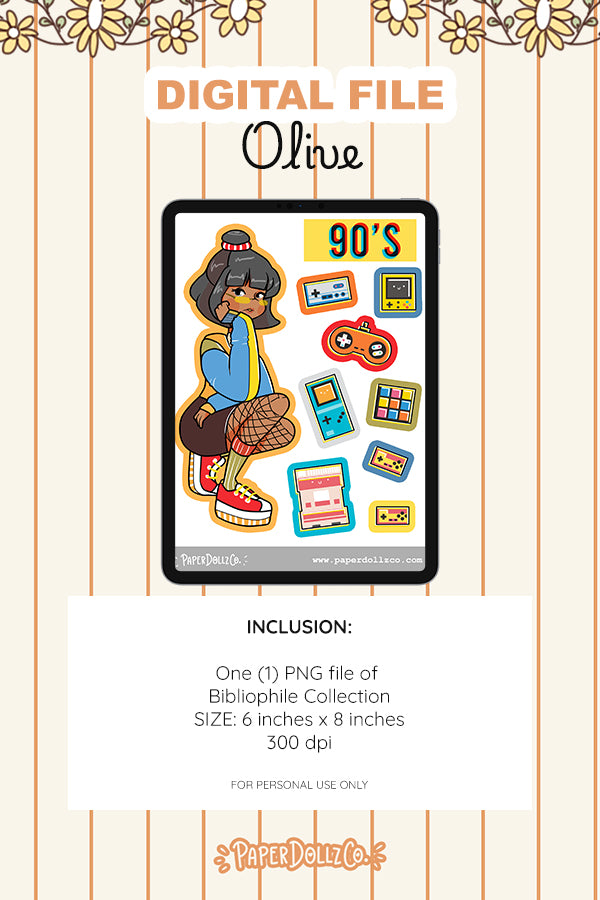 90s Digital File | Olive | PaperDollzCo