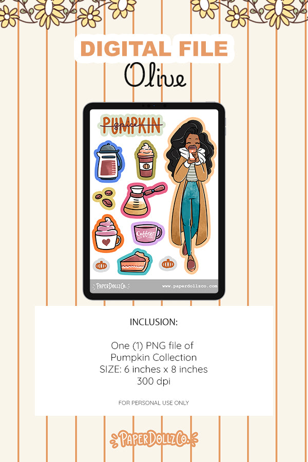 Pumpkin Spice Digital File | Olive | PaperDollzCo