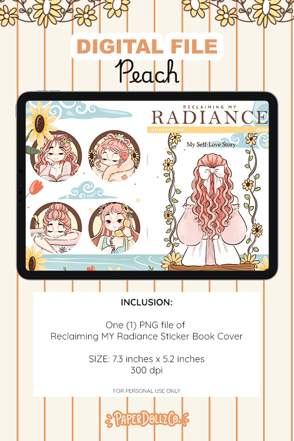 Reclaiming My Radiance Sticker Book Digital File | Peach | PaperDollzCo