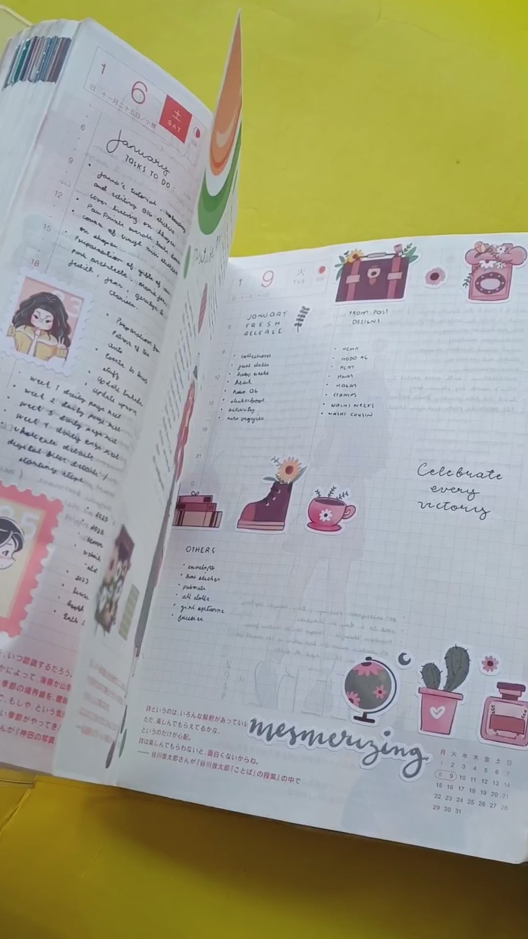 Peaceful Spring Blossoming Hobonichi Cousin Weekly Kit - hcwk068