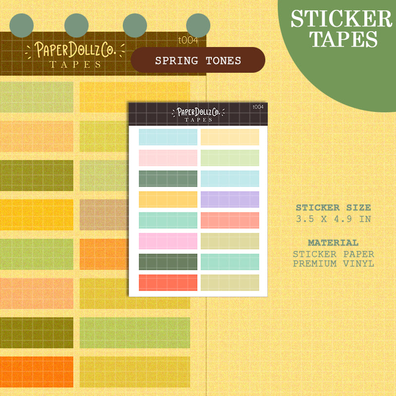 Spring Tones | PaperDollzCo | Sticker Sticker Tape | t004