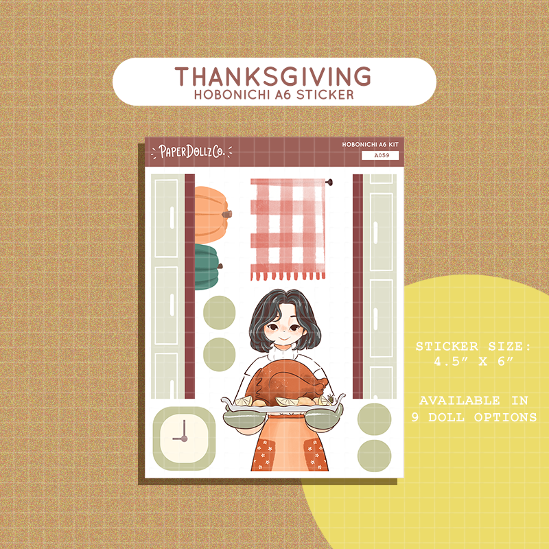 Thanksgiving Fabulous Fall Hobonichi A6 Daily Sticker Kit - a059