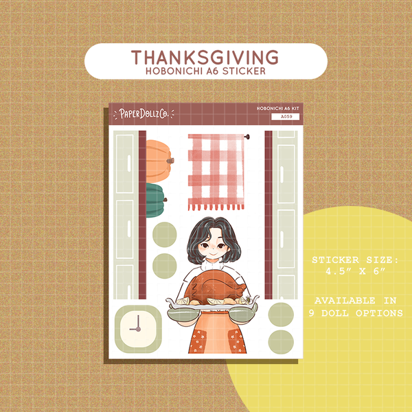 Thanksgiving Fabulous Fall Hobonichi A6 Daily Sticker Kit - a059