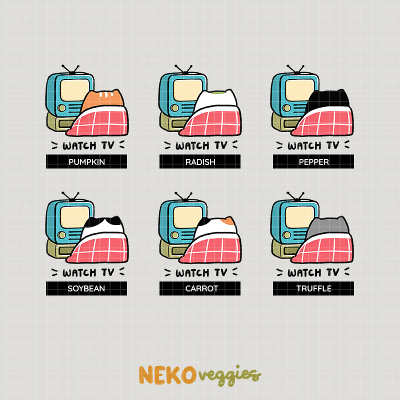 Watch Tv | Activity | Neko Veggies Sticker | nv009