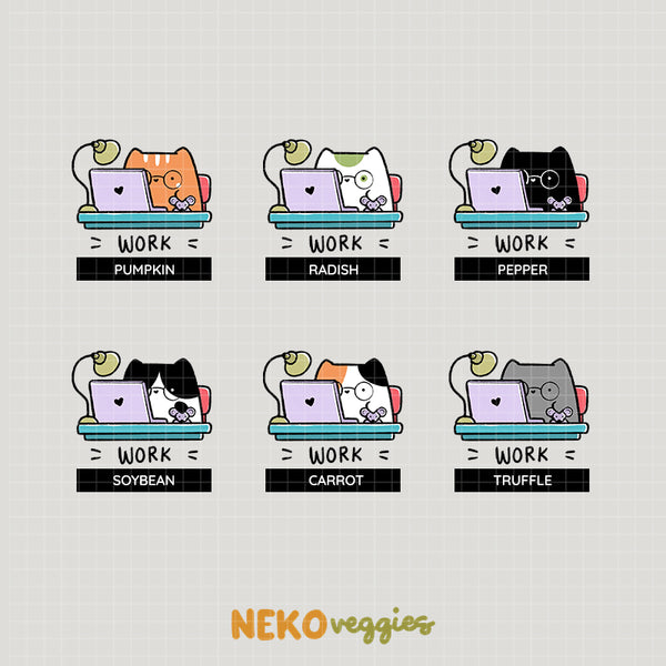 Work Activity Neko Sticker | nv010