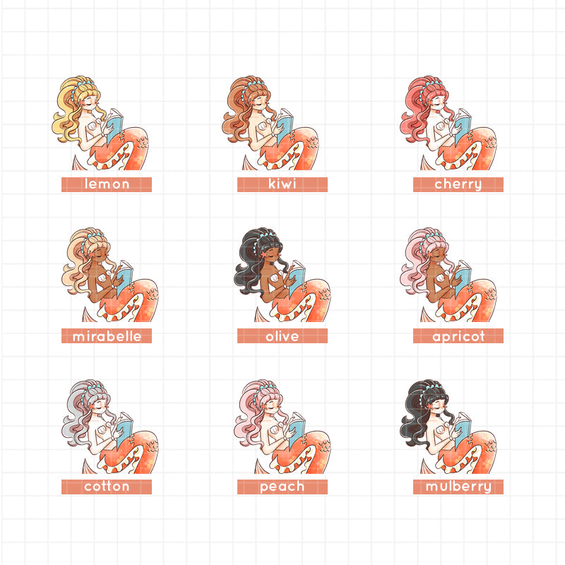 Bookish The Modern Mermaids Paperdollzco Planner Stickers | J356