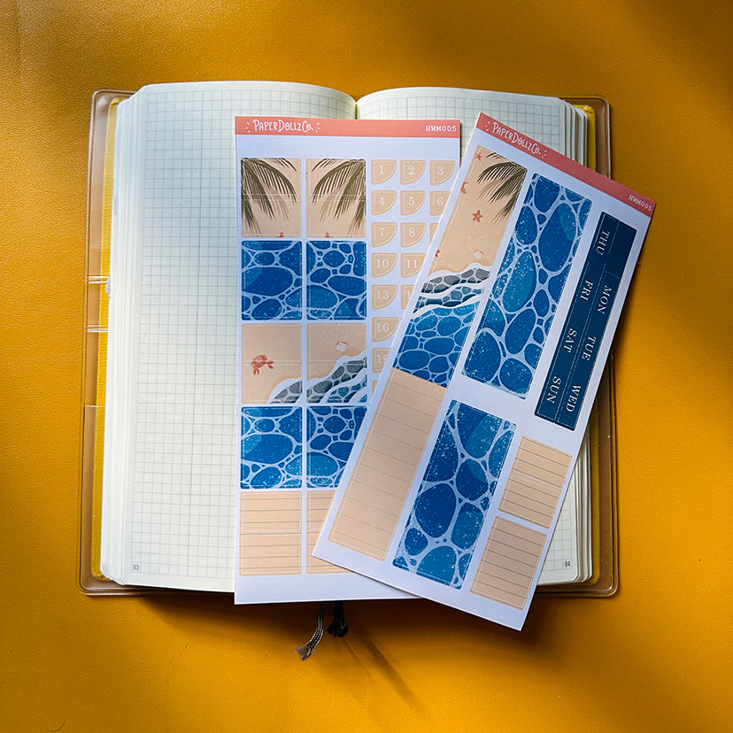 Beach | Hobonichi Weeks Monthly Stickers ( set of 2 ) - hwm005