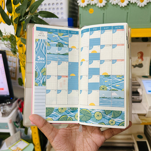 New Year, Lake and Flowers Hobonichi Weeks Monthly Stickers ( set of 2 )