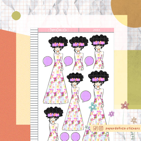 PaperDollzCo Floral Dress Planner Sticker | J003a