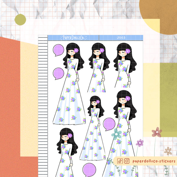 PaperDollzCo Floral Dress Planner Sticker | J003b