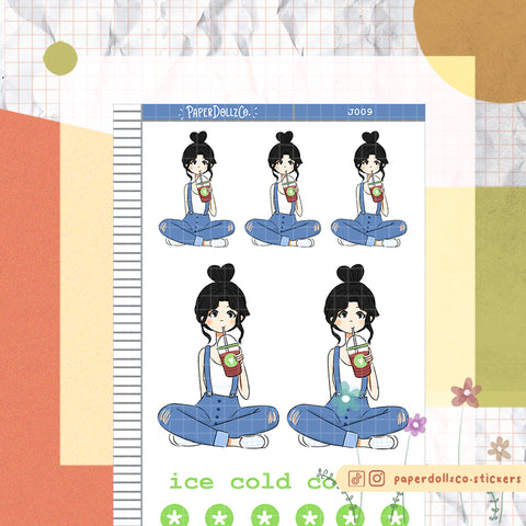 PaperDollzCo Iced Coffee Planner Sticker | J009b